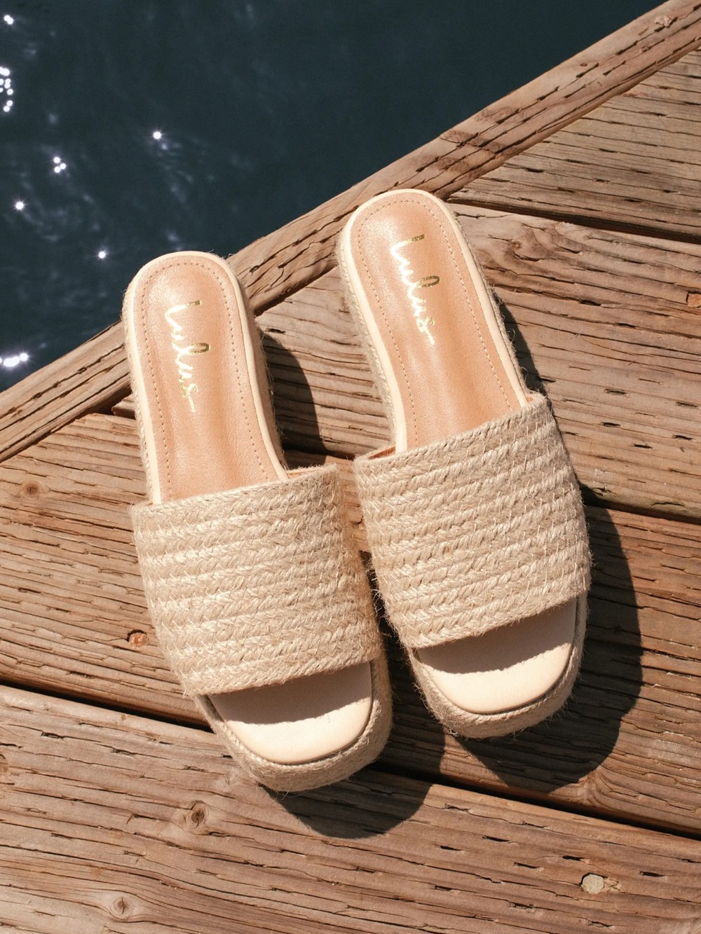 Lulu's Natural Woven Slide Mules